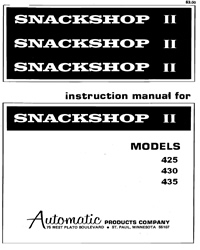 AP SNACKSHOP II MANUAL MODELS: 425/430/435